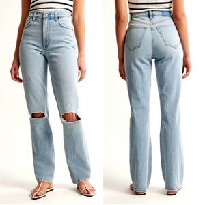 Abercrombie & Fitch 90s Straight Ultra High Rise Jeans 32/14 light wash Y2K